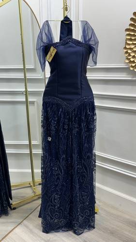 فستان سهره راقي  - كحلي - 3XL