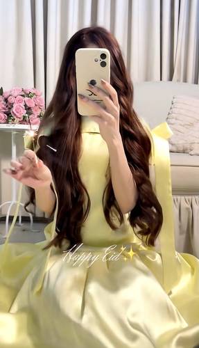 فستان سهره ناعم اللون ليموني - XS