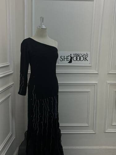 فستان سهره بكم واحد تطريز كرستال - 3XL