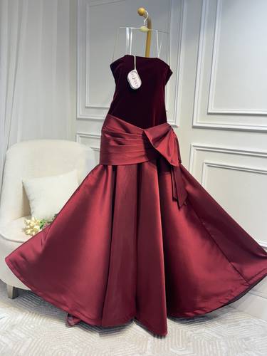 فستان سهره بخامة الميكادو والجوخ - 3XL