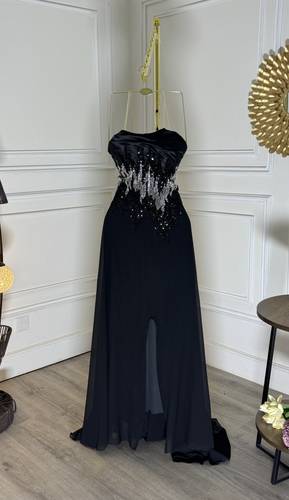 فستان سهره بتطريز خصر كرستال يبرق - 3XL