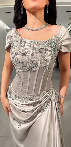 فستان سهره لون بيج  - XS