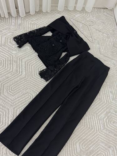جمبسوت العيد بقطعتين بلوزه وبنطلون - 3XL - اسود