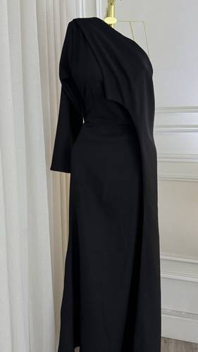 فستان ناعم للون برغندي - عنابي - XS