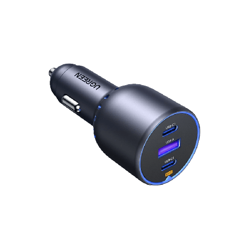 شاحن سيارة بمنفذ USB-A ومنفذين USB-C بقوة 75W من يوجرين - رمادي