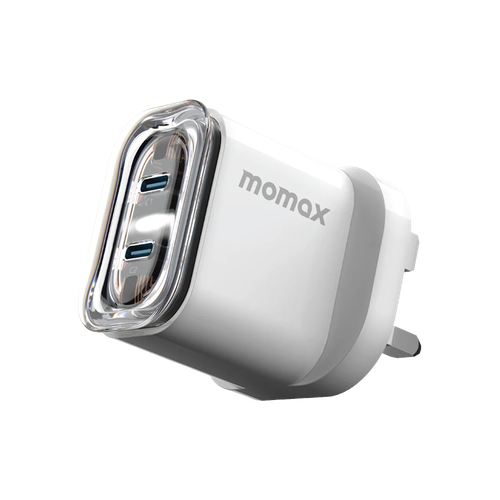 فيش جداري 1Charge Flow بمنفذين pd بقوة 35W وتقنية Gan من موماكس - أبيض