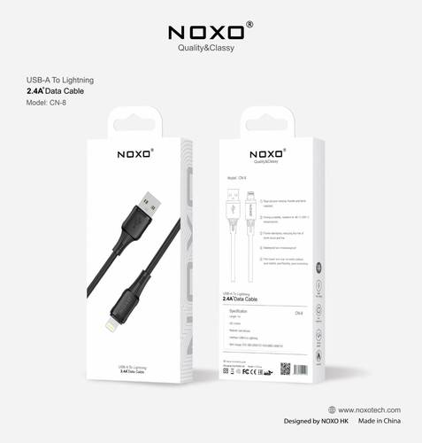 كيبل USB-A to Lightning من السيليكون بطول 1M من NOXO - أسود