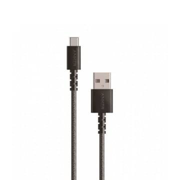 كيبل شاحن انكر قماش باورلاين بلس Type-C to USB-A بطول 90 سم - أسود 