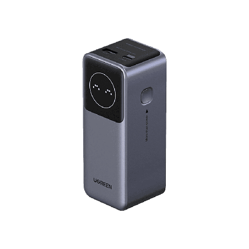 بطارية متنقلة بسعة 12000MAH بمخرج USB-A ومخرج USB-C بقوة 100W مع شاشة رقمية من يوجرين - رمادي