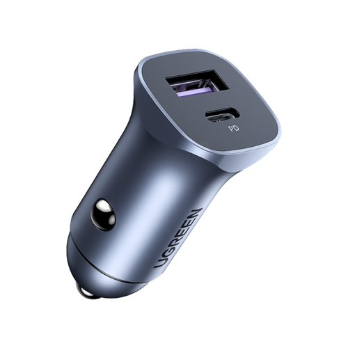 شاحن سيارة بمنفذ usb ومنفذ PD بقوة 30 واط من يوجرين - رمادي