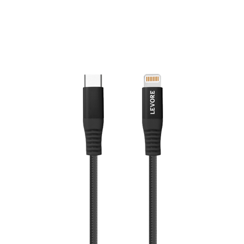 كيبل شحن ايفون قماش USB-C to Lightning بطول 1 متر من ليفوري - اسود	