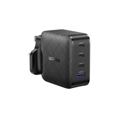 فيش جداري بثلاث منافذ PD وبمنفذ USB بتقنية GaN وبقوة 65W - من يوجرين - رمادي