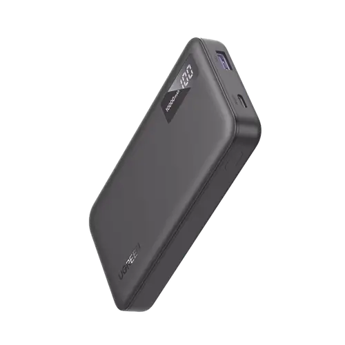 شاحن متنقل Ultra Slim بمنفذ PD ومنفذ USB بسعة 10000MAH بقوة 20W مع شاشة رقمية - من يوجرين - أسود