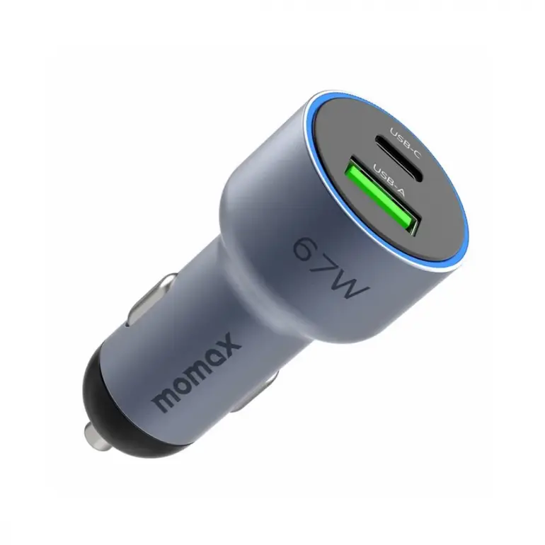 شاحن سياره بمخرج USB ومخرج USB-C بقوة 67 واط من موماكس - اسود	