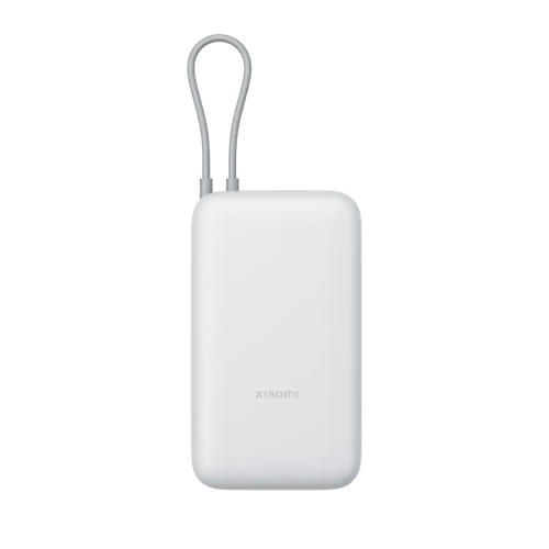 شاحن متنقل بسعة 20000mah بمنفذ USB-C ومنفذ USB-A مع كيبل مدمج usb-c من شاومي _ رمادي فاتح