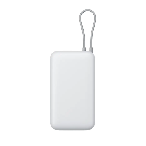 شاحن متنقل بسعة 20000mah بمنفذ USB-C ومنفذ USB-A مع كيبل مدمج usb-c من شاومي _ رمادي فاتح