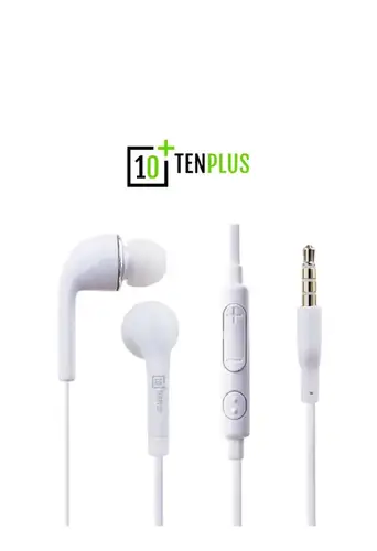 سماعة اذن سلكيه بمدخل 3.5mm AUX من TEN PLUS - ابيض	
