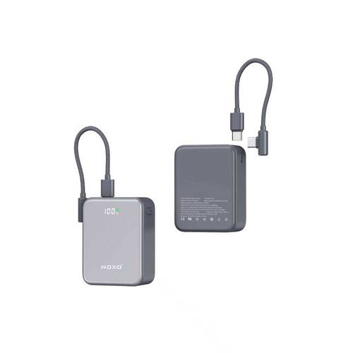 بطارية متنقلة بسعة 10000mah بقوة 22.5W مع مخرجين USB-C ومخرج USB-A من NOXO - رمادي