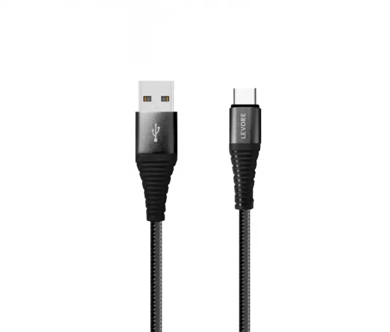 كيبل ليفوري USB-A to Type C بطول 1 متر قماش - أسود	