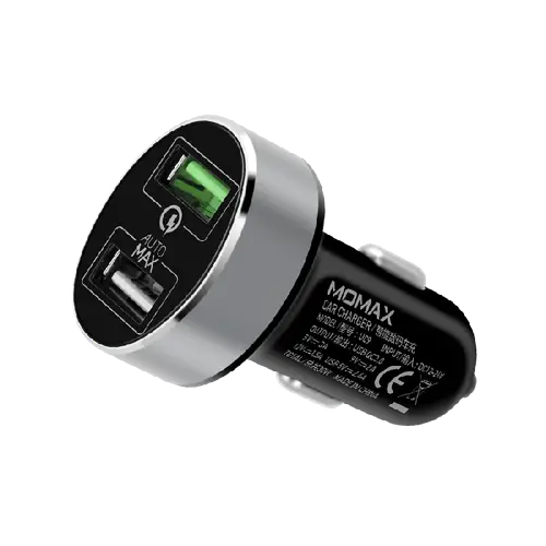 شاحن سيارة سريع UC9 بمنفذين USB بقوة 30 واط من موماكس - أسود