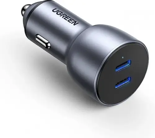 شاحن سيارة بمنفذين USB-C بقوة 50W من يوجرين - رمادي