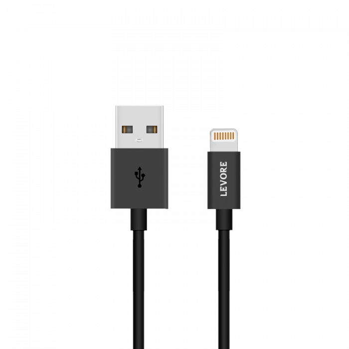 كيبل شحن للايفون USB بطول 1 من ليفوري - أسود