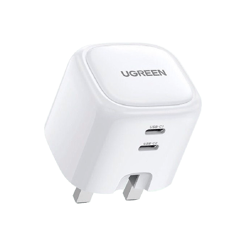 فيش جداري Nexode بمخرجين USB-C وقوة 45W مع تقنية GAN مع كيبل USB-C بطول 1M من يوجرين - أبيض