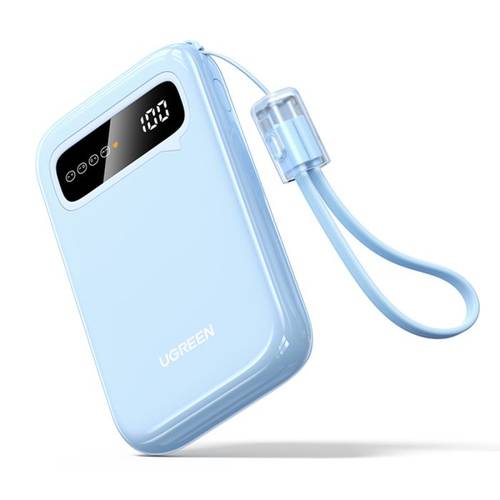 بطارية متنقلة بسعة 10000mahمع مخرج USB-A ومخرج USB-C مع كيبل مدمج USB-C من يوجرين - بنفسجي