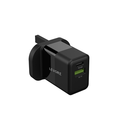 فيش جداري ليفوري 33W منفذين USB+PD - اسود	
