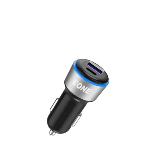 شاحن سياره بمنفذ PD ومنفذ USB بقوة 48W من E ONE - اسود	