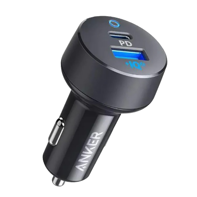 شاحن سيارة قوة 35 واط بمنفذ PD ومنفذ USB-A من انكر - أسود