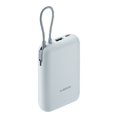 شاحن متنقل بسعة 10000mah بمنفذ USB-C ومنفذ USB-A مع كيبل مدمج usb-c من شاومي _ أزرق فاتح
