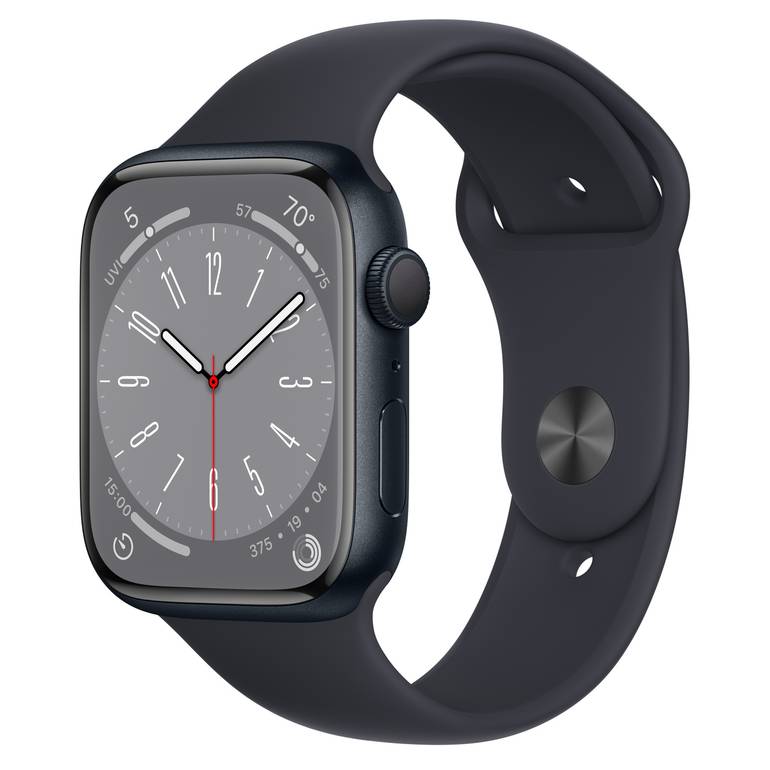 ساعة أبل الإصدار الثامن، شريحة، مقاس 45 مم (اسود) Apple watch 8 