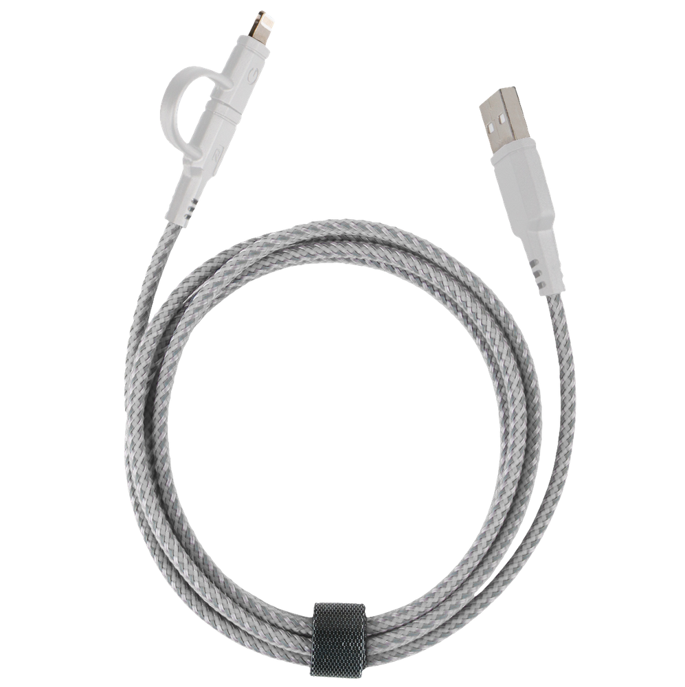 كيبل شحن مزدوج (أبيض) microUSB + Lightning 