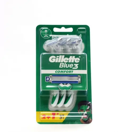 شفرات حلاقة كمفورت اخضر  3T من جيليت بلو  Gillette Blue Green Comfort 3T Razor Blades