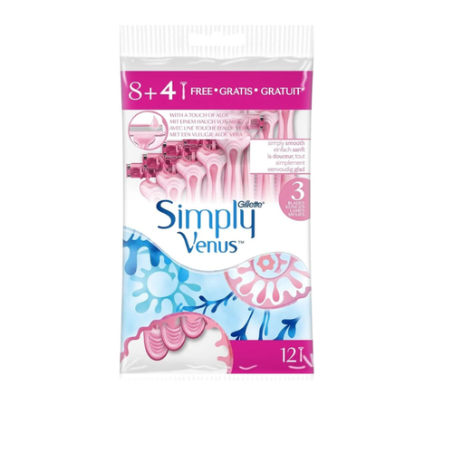 مكائن حلاقة جيليت 8+4 وردي من سمبلي فينوس   Gillette 8+4 Simply Venus Pink Razors