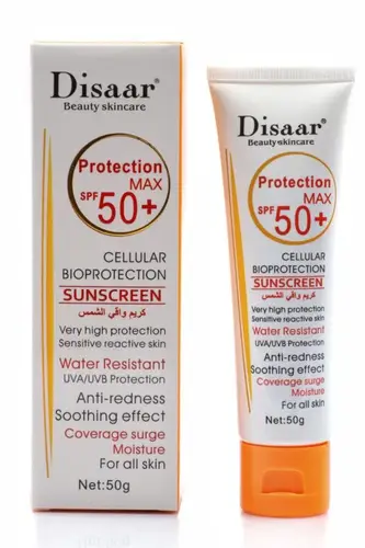 كريم واقي شمس بعامل حماية SPF 50 لجميع أنواع البشرة من ديسار - 50 جم Disaar Sunscreen Cream SPF 50 for All Skin Types - 50g