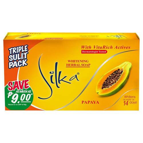 صابون التبييض  بالبابايا ثلاث قطع من سيلكا - 3×90مل Silka Papaya Whitening Soap 3 x 90ml