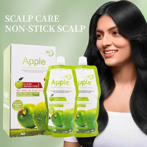 كريم صبغة شعر بالتفاح خالي من الامونيا اسود طبعي من ابل - 500+500مل Apple Ammonia-Free Hair Dye Cream Natural Black - 500+500ml