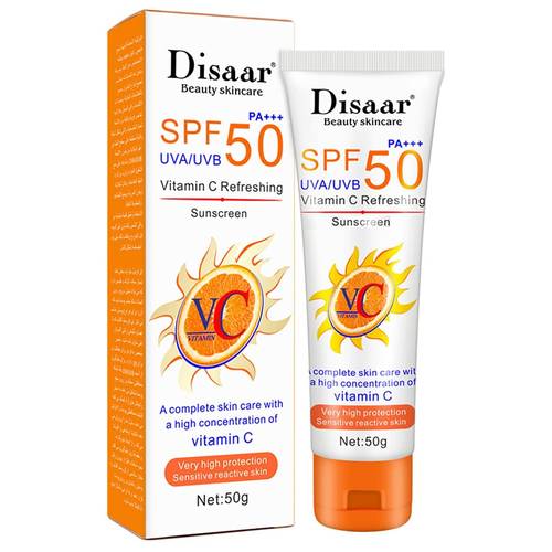 كريم واقي شمس مع فيتامين سي بعامل حماية (SPF 50) من ديسار - 50 جم Disaar Sunscreen Cream with Vitamin C SPF 50 - 50g