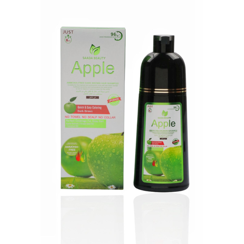 شامبو صبغة بالتفاح خالي من الامونيا بني غامق من سعادة بيوتي - 400مل  Saadeh Beauty Ammonia-Free Apple Hair Dye Shampoo, Dark Brown - 400ml