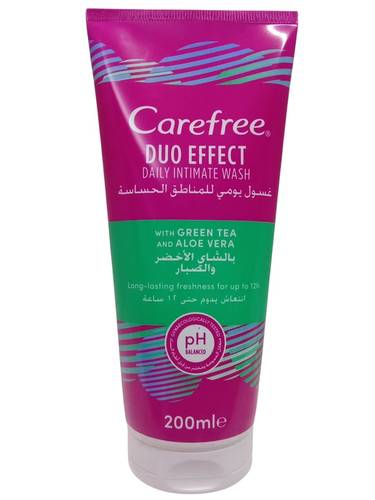 غسول يومي للمناطق الحساسة بالشاي الاخضر والصبار من كير فري -200مل Carefree Daily Intimate Wash with Green Tea and Aloe Vera - 200ml