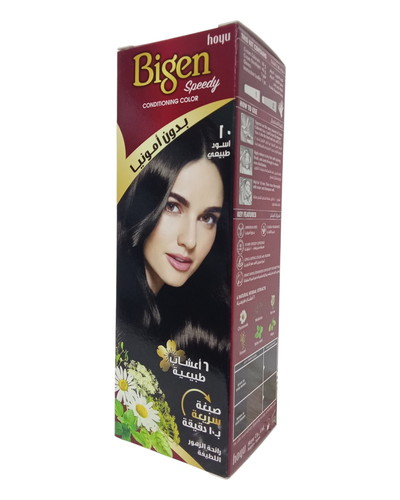 صبغة شعر سريعة اللون الاسود  برائحة الزهور الطبيعية من بايجن رقم 10 Bigen Fast Black Hair Dye with Natural Flower Scent