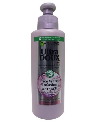 كريم ينعم الشعر بماء الارز والنشا الترا دوكس من غارنييه - 200مل Garnier Ultra Doux Rice Water & Starch Smoothing Cream - 200ml