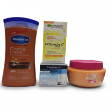 مجموعة العناية - لوشن فازلين 400مل + كريم غارنييه فيتامين سي + جل كريم نتروجينا + ماسك لوريال للشعر