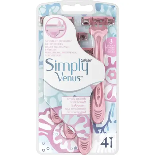 مكائن حلاقة جيليت 4T وردي من سمبلي فينوس Gillette 4T Simply Venus Pink Razor