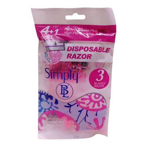 مكائن حلاقة بلاد روزر 4+1 وردي من سمبلي Simply Blade Razor 4+1 Pink Razors