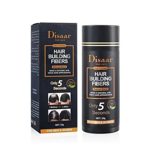 الياف بروتين لتكثيف وبناء الشعر لون أسود طبيعي من ديسار - 22 جرام Disaar Protein Fibers for Thickening and Building Hair, Natural Black Color - 22g