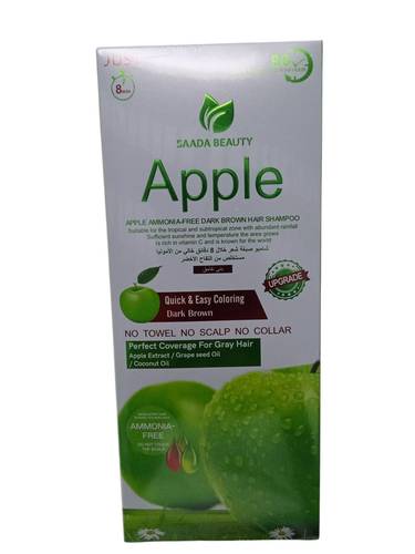 شامبو صبغة بالتفاح خالي من الامونيا بني غامق لا يلتصق على البشرة من سعادة بيوتي - 240 مل  Saadeh Beauty Ammonia-Free Apple Dye Shampoo, Dark Brown, Non-Sticky, 240ml