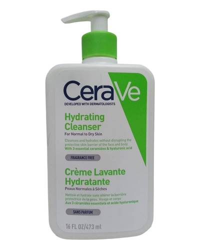 غسول مرطب ومنظف للبشرة العادية والجافة من سيرافي - 465جم  CeraVe Hydrating Cleanser for Normal to Dry Skin - 465g